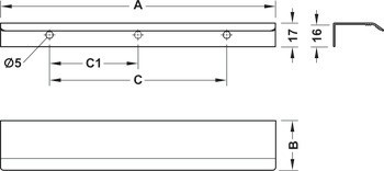 Nábytková úchytka, Hliník, oblouk, montážní středy 32-128 mm