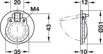 Nábytková úchytka, lodní design, mosaz, pro sklápění, Häfele Déco