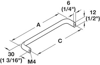 Nábytková úchytka, Madlo, nerez