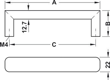 Nábytková úchytka, madlo, nerez, Häfele Déco