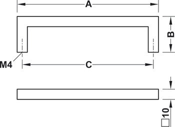 Nábytková úchytka, madlo, nerez, hranaté, Häfele Déco