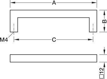 Nábytková úchytka, madlo, nerez, hranaté, Häfele Déco