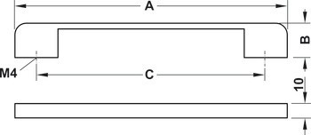 Nábytková úchytka, madlo, nerez, hranaté, Häfele Déco