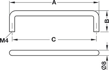 Nábytková úchytka, madlo, nerez, kulaté, Häfele Déco