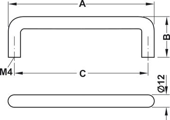 Nábytková úchytka, Madlo, nerez, kulaté