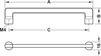 Nábytková úchytka, madlo, zinková slitina, Häfele Déco H1565