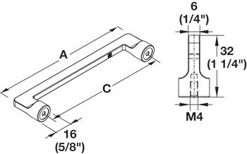 Nábytková úchytka, madlo, zinková slitina, Häfele Déco H1565