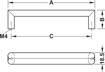 Nábytková úchytka, madlo, zinková slitina, Häfele Déco H1570