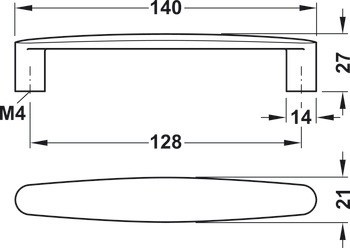 Nábytková úchytka, Madlo, zinková slitina