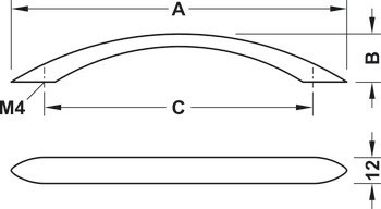 Nábytková úchytka, madlo, zinková slitina, Häfele Déco