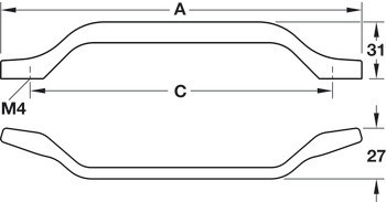 Nábytková úchytka, madlo, zinková slitina, Häfele Déco