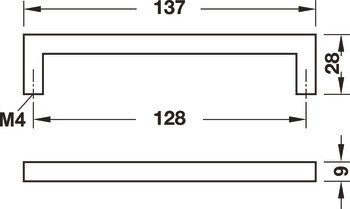 Nábytková úchytka, madlo, zinková slitina, hranaté, Häfele Déco