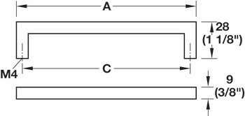 Nábytková úchytka, madlo, zinková slitina, hranaté, Häfele Déco