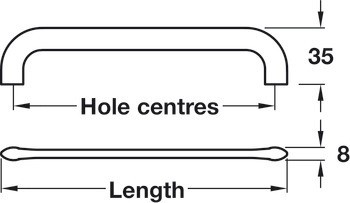 Nábytková úchytka, Madlo, zinková slitina