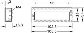 Nábytková úchytka, mušle, zinková slitina, hranatá, Häfele Déco