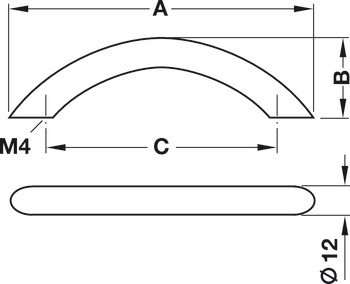 Nábytková úchytka, oblouková úchytka, hliník, kulatá, Häfele Déco