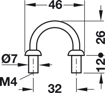 Nábytková úchytka, Oblouková úchytka, kůže, sokl ze zinkové slitiny