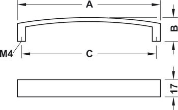 Nábytková úchytka, oblouková úchytka, mosaz, Häfele Déco