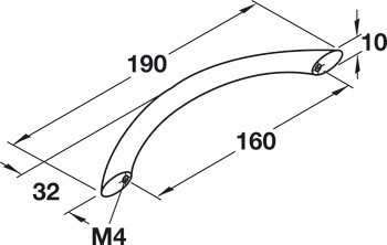 Nábytková úchytka, oblouková úchytka, ocel, Häfele Déco