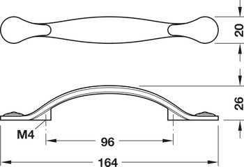 Nábytková úchytka, oblouková úchytka, zinková slitina, Häfele Déco