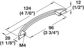 Nábytková úchytka, oblouková úchytka, zinková slitina, Häfele Déco