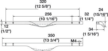Nábytková úchytka, prstová úchytka, hliník, Häfele Déco H1545