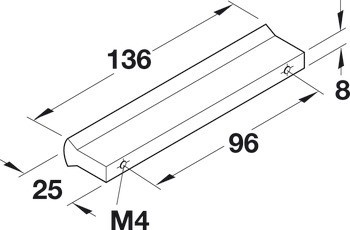 Nábytková úchytka, prstová úchytka, hliník, Häfele Déco