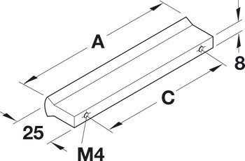 Nábytková úchytka, prstová úchytka, hliník, Häfele Déco