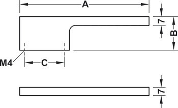 Nábytková úchytka, prstová úchytka, hliník, Häfele Déco