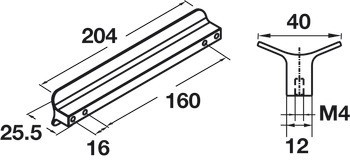 Nábytková úchytka, prstová úchytka, zinková slitina, Häfele Déco H1550
