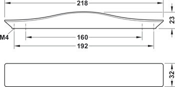 Nábytková úchytka, prstová úchytka, zinková slitina, Häfele Déco H1765