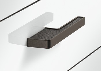 Nábytková úchytka, prstová úchytka, zinková slitina, tvar L, s vložkou z koženky, Häfele Déco H1575