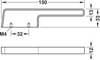 Nábytková úchytka, prstová úchytka, zinková slitina, tvar L, s vložkou z koženky, Häfele Déco H1575