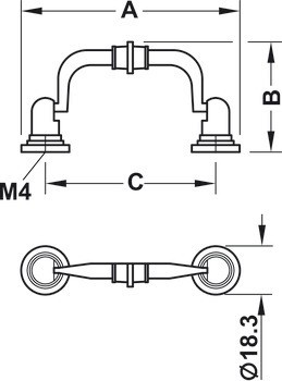 Nábytková úchytka, sklopná úchytka, zinková slitina, Häfele Déco