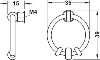 Nábytková úchytka, sklopná úchytka, zinková slitina, Häfele Déco