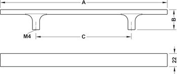 Nábytková úchytka, úchytka se soklem, hliník, Häfele Déco H1555