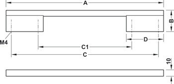 Nábytková úchytka, úchytka se soklem, hliník, hranatá, Häfele Déco