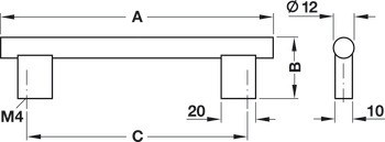 Nábytková úchytka, úchytka se soklem, hliník, kulatá, hranatý sokl, Häfele Déco