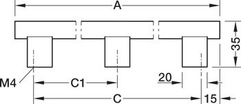 Nábytková úchytka, Úchytka se soklem, nerez, kulatá, sokl hranatý