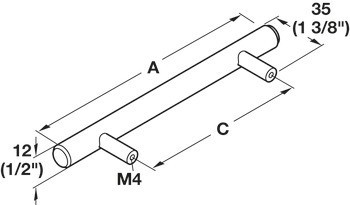 Nábytková úchytka, úchytka se soklem, ocel, Häfele Déco