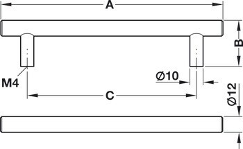 Nábytková úchytka, úchytka se soklem, ocel, Häfele Déco
