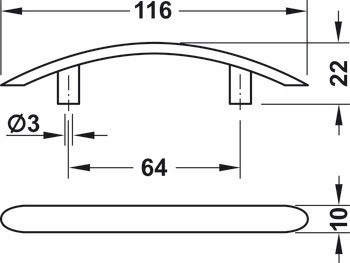 Nábytková úchytka, Úchytka se soklem, polypropylen H, oblouková