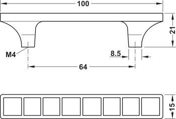 Nábytková úchytka, úchytka se soklem, zinková slitina, s krystalovými vložkami, Häfele Déco