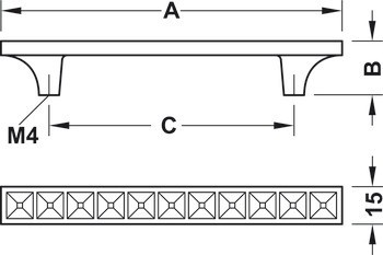 Nábytková úchytka, úchytka se soklem, zinková slitina, s krystalovými vložkami, Häfele Déco