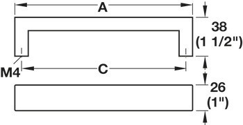 Nábytková úchytka, zkosená úchytka, nerez, hranatá, Häfele Déco