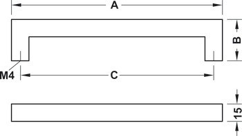 Nábytková úchytka, zkosená úchytka, zinková slitina, Häfele Déco