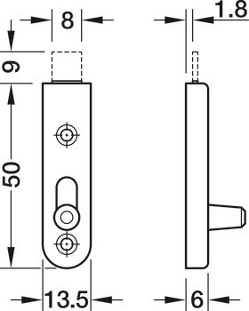 Nábytková zástrč přímá, pohledové šrouby