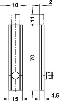 Nábytková zástrč přímá, skryté šrouby, hranatá