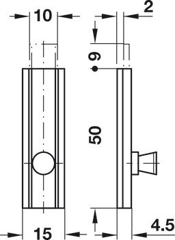 Nábytková zástrč přímá, skryté šrouby, hranatá