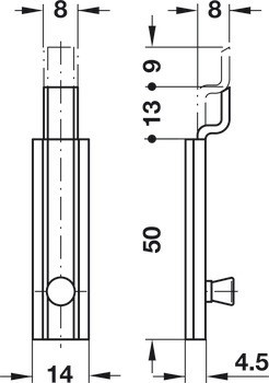 Nábytková zástrč zalomená, skryté šrouby